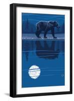 Bear at Night-Lantern Press-Framed Art Print