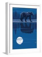 Bear at Night-Lantern Press-Framed Art Print