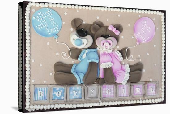 Bear Boy Girl Gender Reveal-null-Stretched Canvas