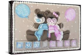 Bear Boy Girl Gender Reveal-null-Stretched Canvas