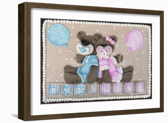 Bear Boy Girl Gender Reveal-null-Framed Photographic Print