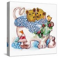 Bear Bubble Bath-sylvia pimental-Stretched Canvas