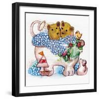 Bear Bubble Bath-sylvia pimental-Framed Art Print