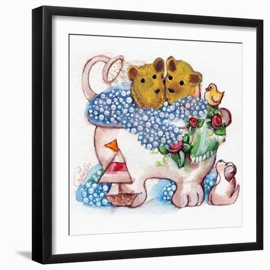 Bear Bubble Bath-sylvia pimental-Framed Art Print