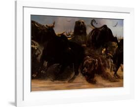 Bear Bull Brawl-Adrian De Rooy-Framed Art Print