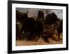 Bear Bull Brawl-Adrian De Rooy-Framed Art Print