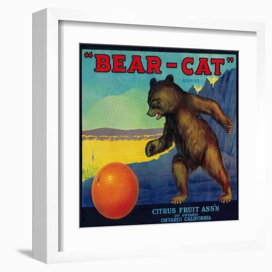 Bear Cat Orange Label - Ontario, CA-Lantern Press-Framed Art Print