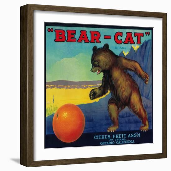 Bear Cat Orange Label - Ontario, CA-Lantern Press-Framed Art Print