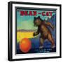 Bear Cat Orange Label - Ontario, CA-Lantern Press-Framed Art Print