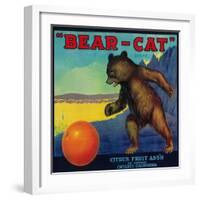 Bear Cat Orange Label - Ontario, CA-Lantern Press-Framed Art Print