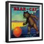 Bear Cat Orange Label - Ontario, CA-Lantern Press-Framed Premium Giclee Print