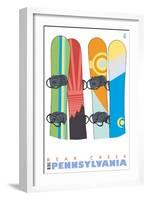 Bear Creek, Pennsylvania, Snowboards in the Snow-Lantern Press-Framed Art Print