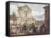 Bear Dance at Holy Mary of Staircase in Rome-Achille Pinelli-Framed Stretched Canvas