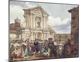Bear Dance at Holy Mary of Staircase in Rome-Achille Pinelli-Mounted Giclee Print