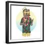 Bear Dressed up in Hawaiin Shirt with Cocktail-Olga_Angelloz-Framed Premium Giclee Print