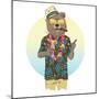 Bear Dressed up in Hawaiin Shirt with Cocktail-Olga_Angelloz-Mounted Premium Giclee Print