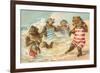 Bear Family Frolicking in Surf-null-Framed Art Print