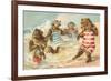 Bear Family Frolicking in Surf-null-Framed Art Print