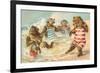Bear Family Frolicking in Surf-null-Framed Art Print