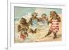 Bear Family Frolicking in Surf-null-Framed Premium Giclee Print