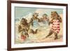 Bear Family Frolicking in Surf-null-Framed Premium Giclee Print
