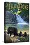 Bear Family - Yellowstone-Lantern Press-Stretched Canvas