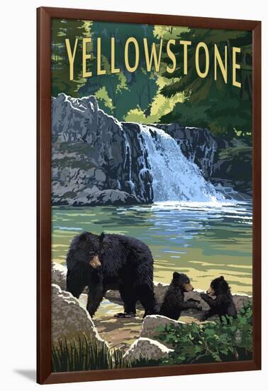 Bear Family - Yellowstone-Lantern Press-Framed Art Print