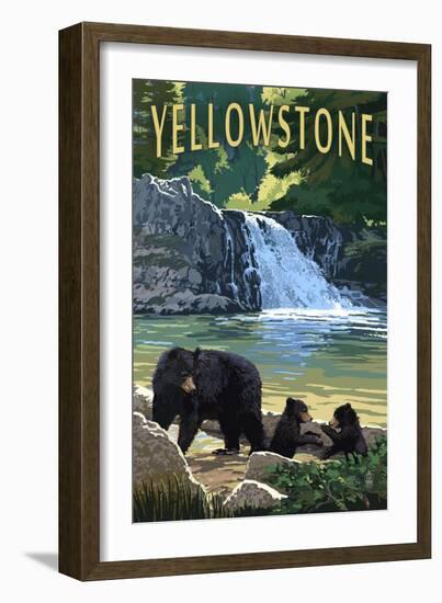 Bear Family - Yellowstone-Lantern Press-Framed Art Print