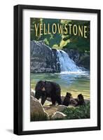 Bear Family - Yellowstone-Lantern Press-Framed Art Print