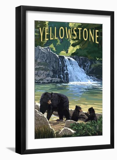 Bear Family - Yellowstone-Lantern Press-Framed Art Print