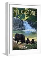Bear Family - Yellowstone-Lantern Press-Framed Art Print