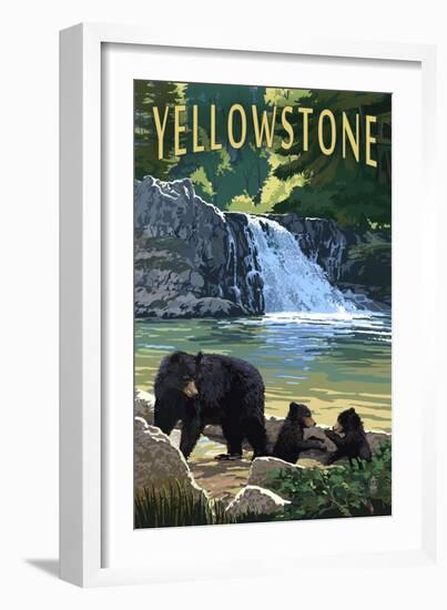 Bear Family - Yellowstone-Lantern Press-Framed Art Print