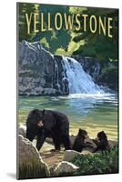 Bear Family - Yellowstone-Lantern Press-Mounted Art Print