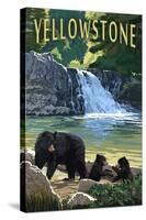 Bear Family - Yellowstone-Lantern Press-Stretched Canvas