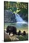 Bear Family - Yellowstone-Lantern Press-Stretched Canvas