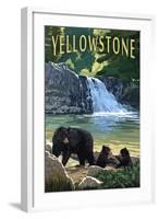 Bear Family - Yellowstone-Lantern Press-Framed Art Print