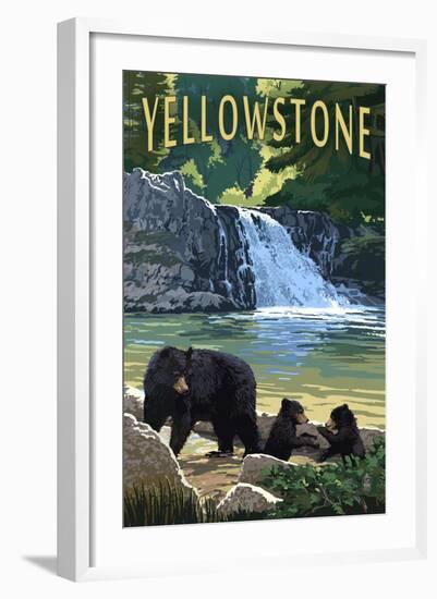 Bear Family - Yellowstone-Lantern Press-Framed Art Print