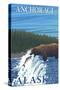 Bear Fishing in River, Anchorage, Alaska-Lantern Press-Stretched Canvas