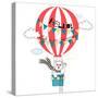 Bear Flying in Air Balloon - Life is an Adventure-Olga_Angelloz-Stretched Canvas