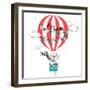 Bear Flying in Air Balloon - Life is an Adventure-Olga_Angelloz-Framed Art Print