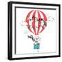 Bear Flying in Air Balloon - Life is an Adventure-Olga_Angelloz-Framed Art Print