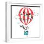 Bear Flying in Air Balloon - Life is an Adventure-Olga_Angelloz-Framed Art Print