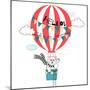 Bear Flying in Air Balloon - Life is an Adventure-Olga_Angelloz-Mounted Art Print