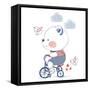 Bear/Hand Drawn Vector Illustration of Cute Bear Riding a Bicycle/Tricycle/Can Be Used for Kid's Or-Eteri Davinski-Framed Stretched Canvas