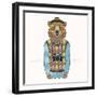 Bear Hipster with Camera - Fashion Animal Illustration-Olga_Angelloz-Framed Art Print