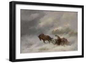 Bear Hunters in the Blizzard-Nikolai Yegorovich Sverchkov-Framed Giclee Print