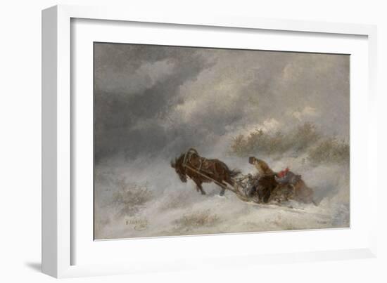 Bear Hunters in the Blizzard-Nikolai Yegorovich Sverchkov-Framed Giclee Print