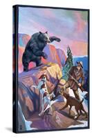 Bear Hunting Scene-Lantern Press-Stretched Canvas