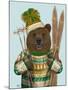 Bear in Christmas Sweater-Fab Funky-Mounted Art Print