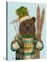 Bear in Christmas Sweater-Fab Funky-Stretched Canvas
